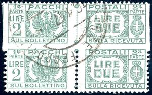 PACCHI POSTALI 1946 - 2 lire verde, coppia ... 