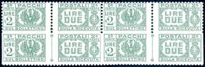 PACCHI POSTALI 1946 - 2 lire verde, blocco ... 