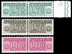 1955 - 70, 75 e 110 lire filigrana stelle ... 