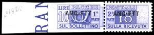 PACCHI POSTALI 1952 - 10 lire, filigrana ... 