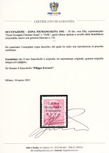 ZONA FIUMANO KUPA 1941 - 30 din. ... 