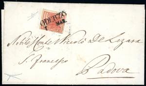 1851 - 15 cent. rosso carminio scuro, II ... 