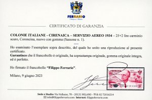 SERVIZIO AEREO 1934 - 25 + 2 lire ... 