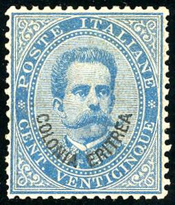 1893 - 25 cent. azzurro, Umberto I (6), ... 