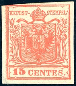 1851 - 15 cent. rosso vermiglio intenso, II ... 
