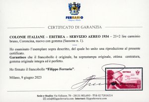 SERVIZIO AEREO 1934 - 25 + 2 lire ... 