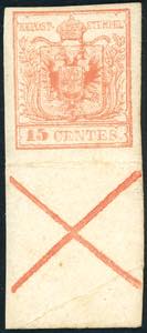 1854 - 15 cent. rosso vermiglio ... 