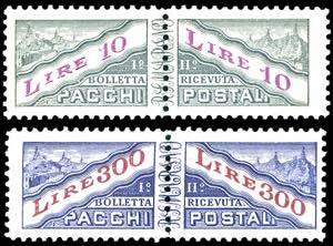1953 - 10 e 300 lire, filigrana ruota ... 