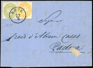 1865 - 2 soldi giallo, dent. 14, 3 soldi ... 