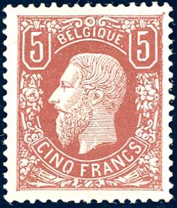 BELGIO 1869 - 5 fr. Re Leopoldo II (37), ben ... 