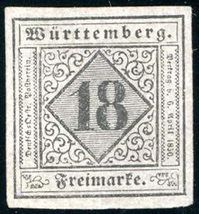 GERMANIA WURTTEMBERG 1851 - 18 Kr. Cifra ... 