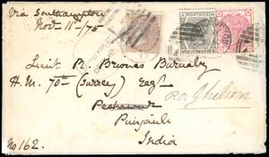 INDIA/GREAT BRITAIN 1875 - Redirected with ... 