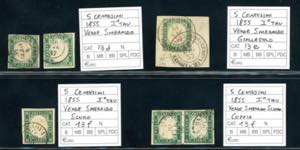 SARDEGNA 1855 - 5 cent. verde smeraldo, ... 