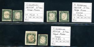 SARDEGNA 1857/1858 - 5 cent. verde mirto, ... 