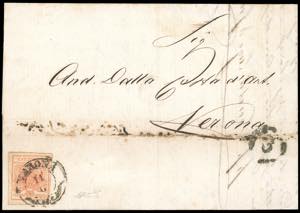 1858 - 3 kr. vermiglio, carta a ... 