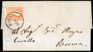 1859 - BAGNOLO, C1 punti R1 - 5 soldi rosso, ... 