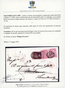 1859 - 1 penny, 4 pence, due ... 