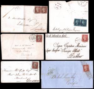 GRAN BRETAGNA 1843/1857 - Cinque lettere con ... 