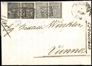 PARMA-AUSTRIA 1853 - 10 cent. rosa, entrambi ... 