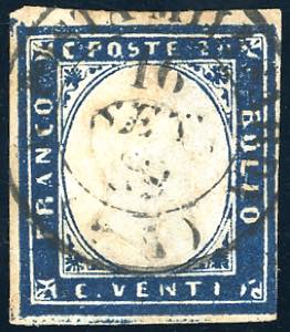 1859 - 20 cent. indaco oltremare IV ... 