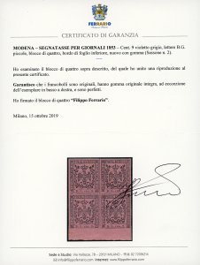 1853 - 9 cent. violetto grigio, ... 