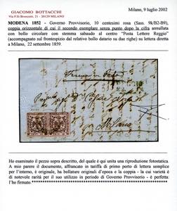 1859 - 10 cent. rosa, coppia ... 