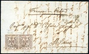 1859 - 10 cent. rosa, coppia orizzontale con ... 