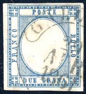 1861 - 2 grana azzurro, filetto esterno di ... 