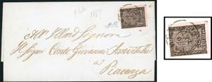 1857 - 15 cent. rosa (3), angolo ... 