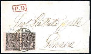 1858 - 15 cent. rosa (3), due esemplari, il ... 