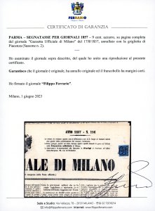 1857 - 9 cent. azzurro (2), corto ... 