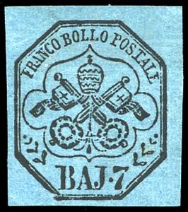 1852 - 7 baj azzurro chiaro (8a), nuovo, ... 