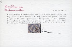 1852 - 50 baj azzurro (10), nuovo, ... 