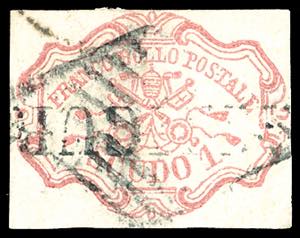 1852 - 1 scudo rosa carminio (11), perfetto, ... 