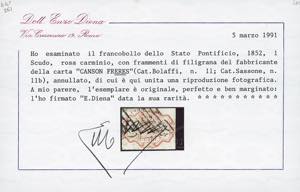 1852 - 1 scudo rosa carminio, ... 