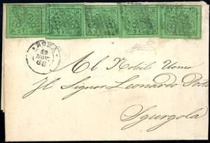 1868 - 2 cent. verde giallo (13), cinque ... 