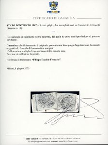 1867 - 3 cent. grigio (15), due ... 