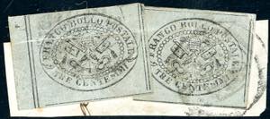 1867 - 3 cent. grigio (15), due esemplari, ... 