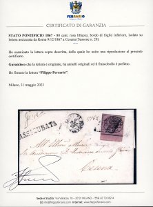 1867 - 80 cent. rosa lillaceo ... 