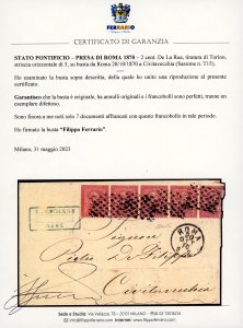 1870 - 2 cent. De La Rue, tiratura ... 