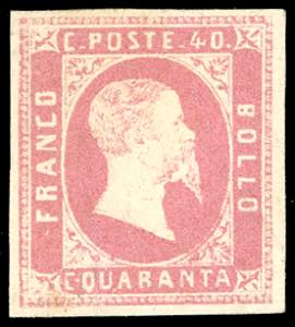 1851 - 40 cent. rosa (3), ottimi margini, ... 