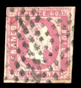 1851 - 40 cent. rosa (3), usato, perfetto. ... 