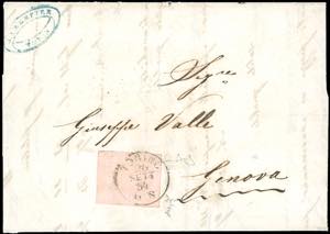 1854 - 40 cent. rosa chiaro (6), bordo di ... 