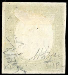1854 - 5 cent. verde reseda (7b), ... 