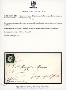 1854 - 5 cent. verde scuro, III ... 