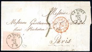 SARDEGNA-FRANCIA 1853 - 40 cent. rosa chiaro ... 