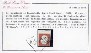 1854 - 40 cent. rosso mattone (9), ... 