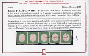 1854 - 5 cent. verde oliva scuro, ... 