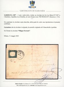1857 - 5 cent. verde mirto (13A), ... 