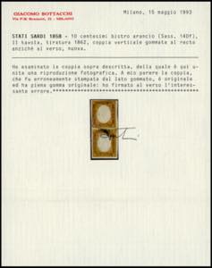 1862 - 10 cent. bistro arancio, ... 